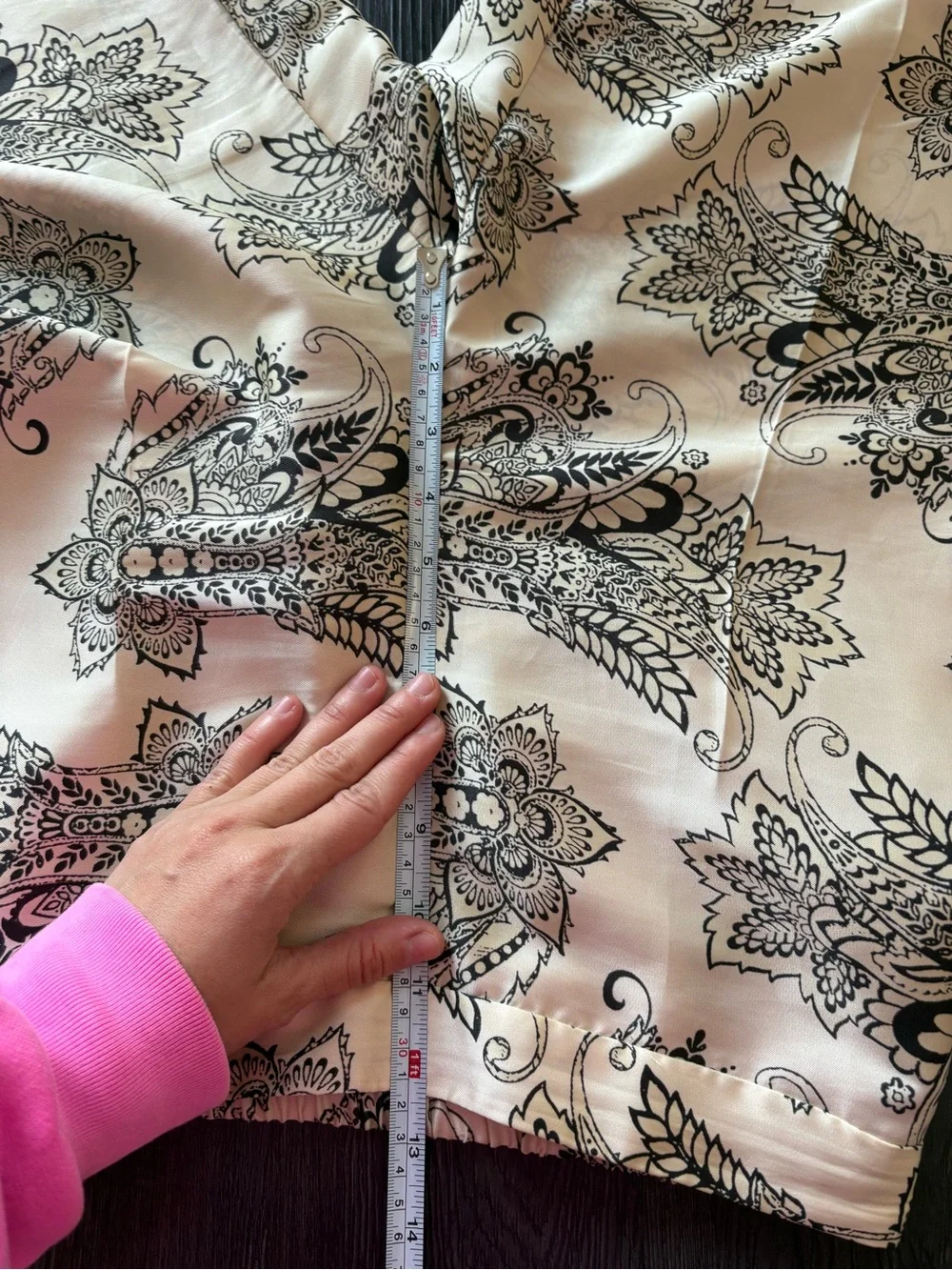Zara Cream Paisley Wide-Leg Pants with Black Print Large